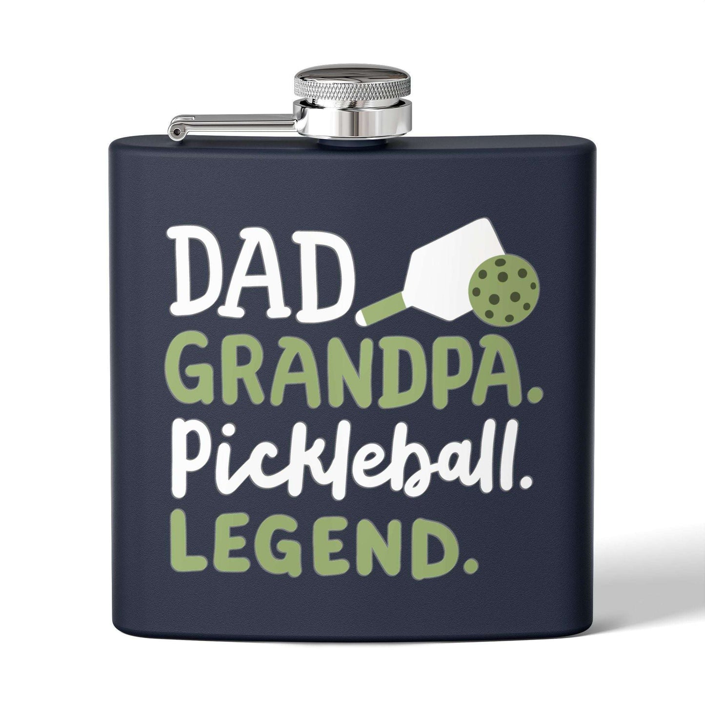 Pickleball Unique Flask - Dad Grandpa Pickleball Legend Navy