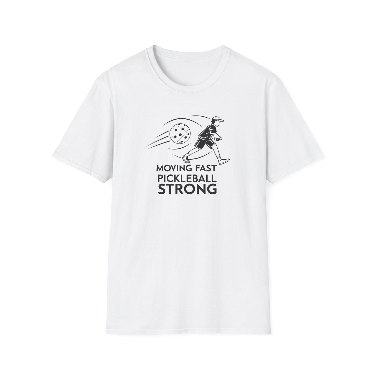 Men's Lightweight Pickleball T-shirt - Moving Fast Pickleball Strong White