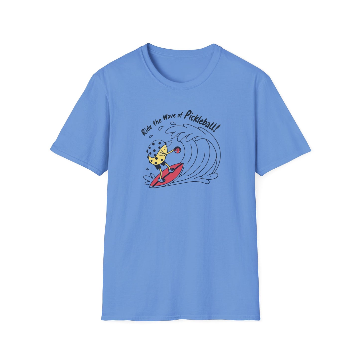 Men's Comfy Pickleball T-shirt - Ride the Wave of Pickleball Blue