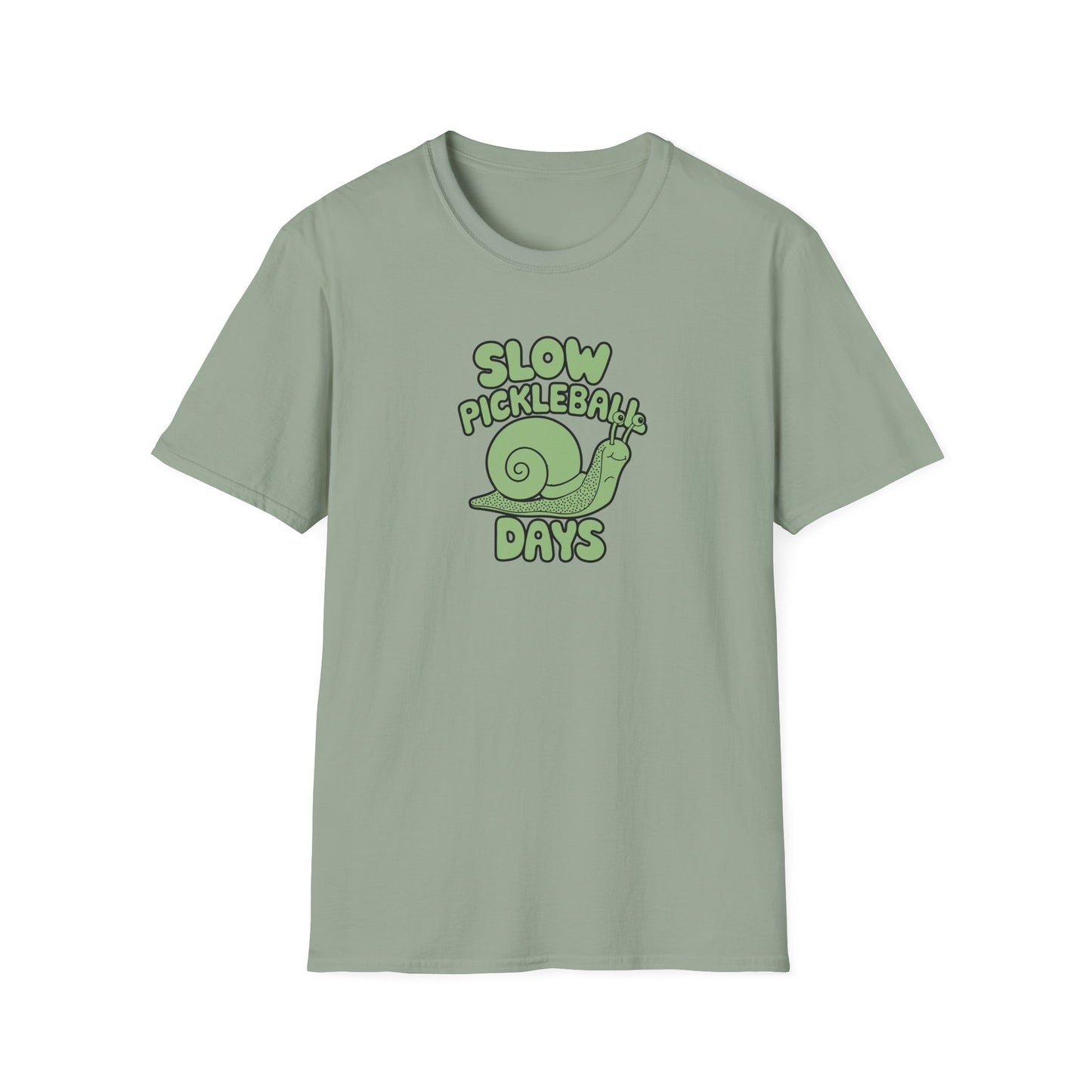 Men's Soft Pickleball T-shirt - Slow Pickleball Days Green