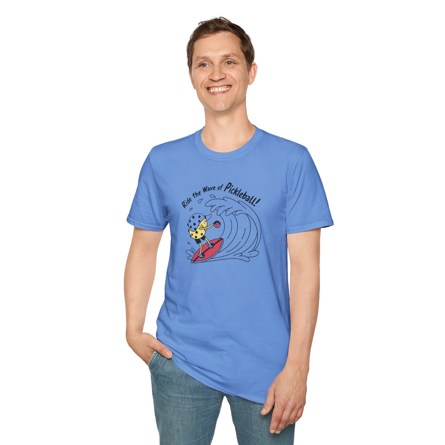Men's Comfy Pickleball T-shirt - Ride the Wave of Pickleball