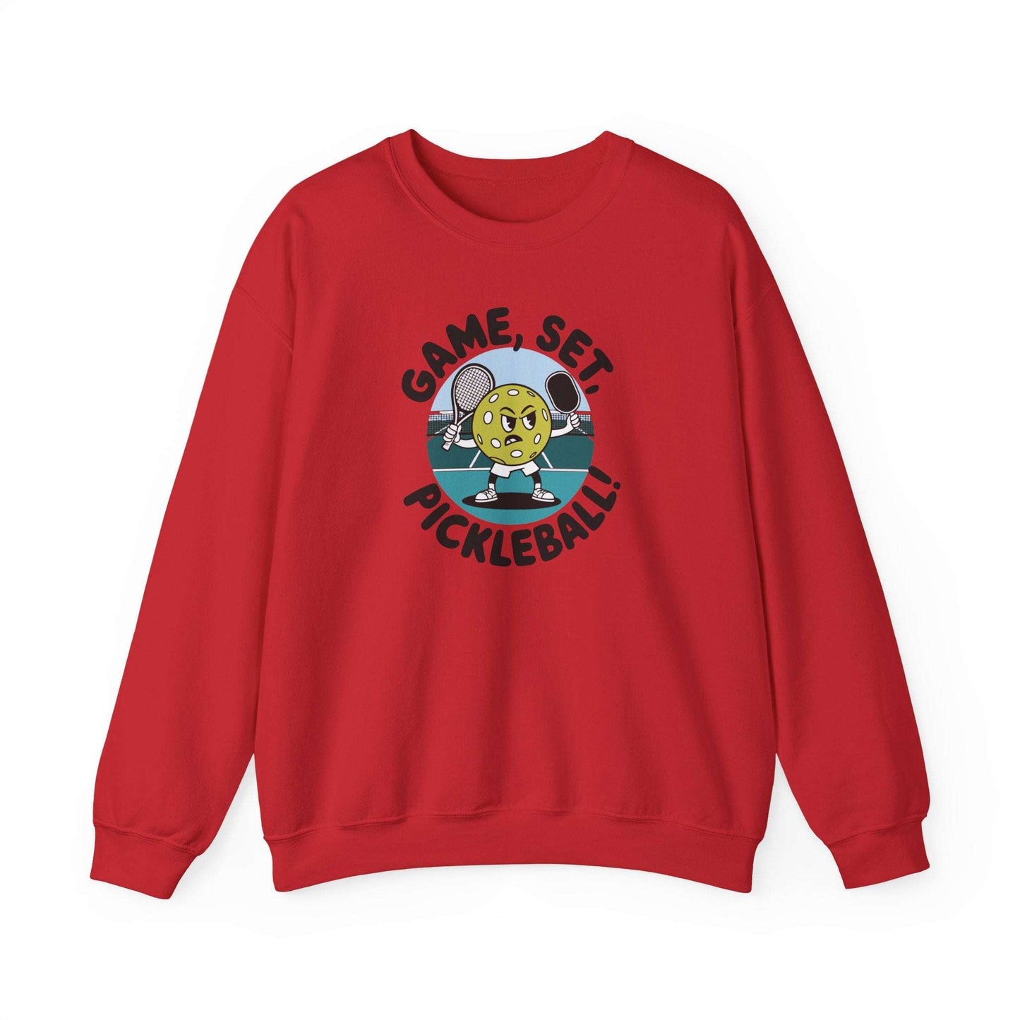 Men's Durable Pickleball Sweatshirt - Game, Set, Pickleball Red