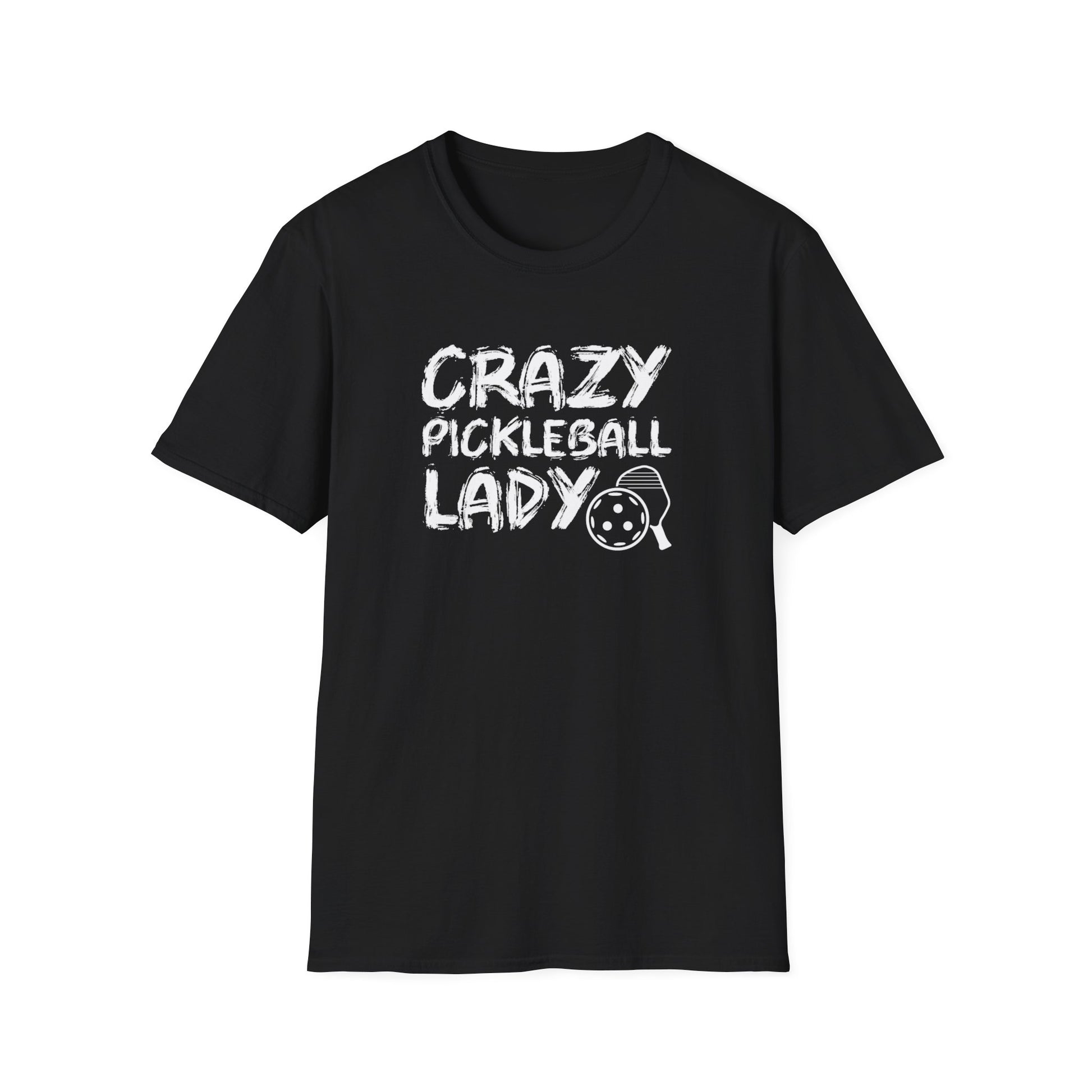 Women's Unique Pickleball T-shirt - Crazy Pickleball Lady Black