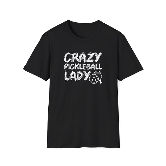 Women's Unique Pickleball T-shirt - Crazy Pickleball Lady Black