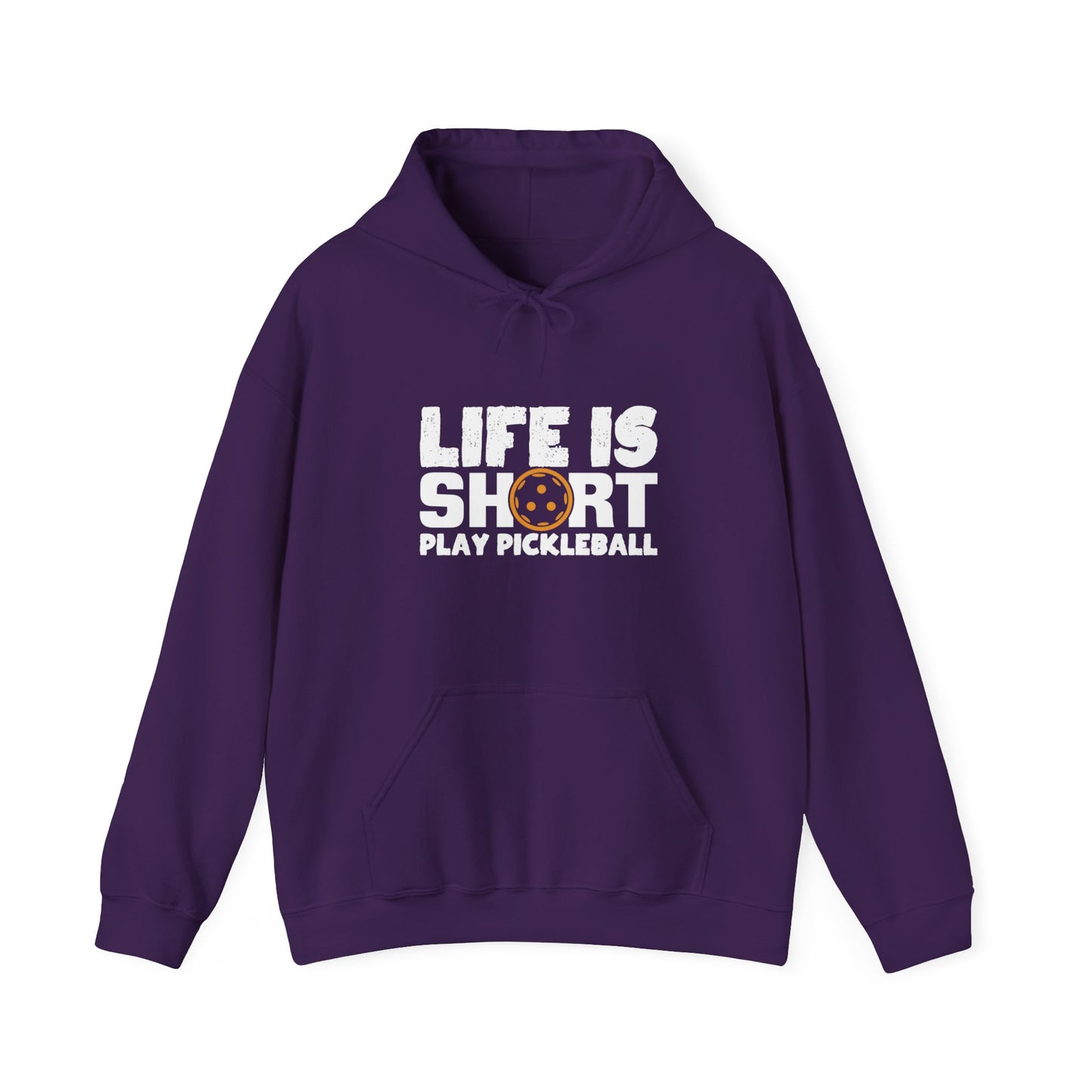 Men's Funny Pickleball Hoodie - Life Is Short Play Pickleball Purple