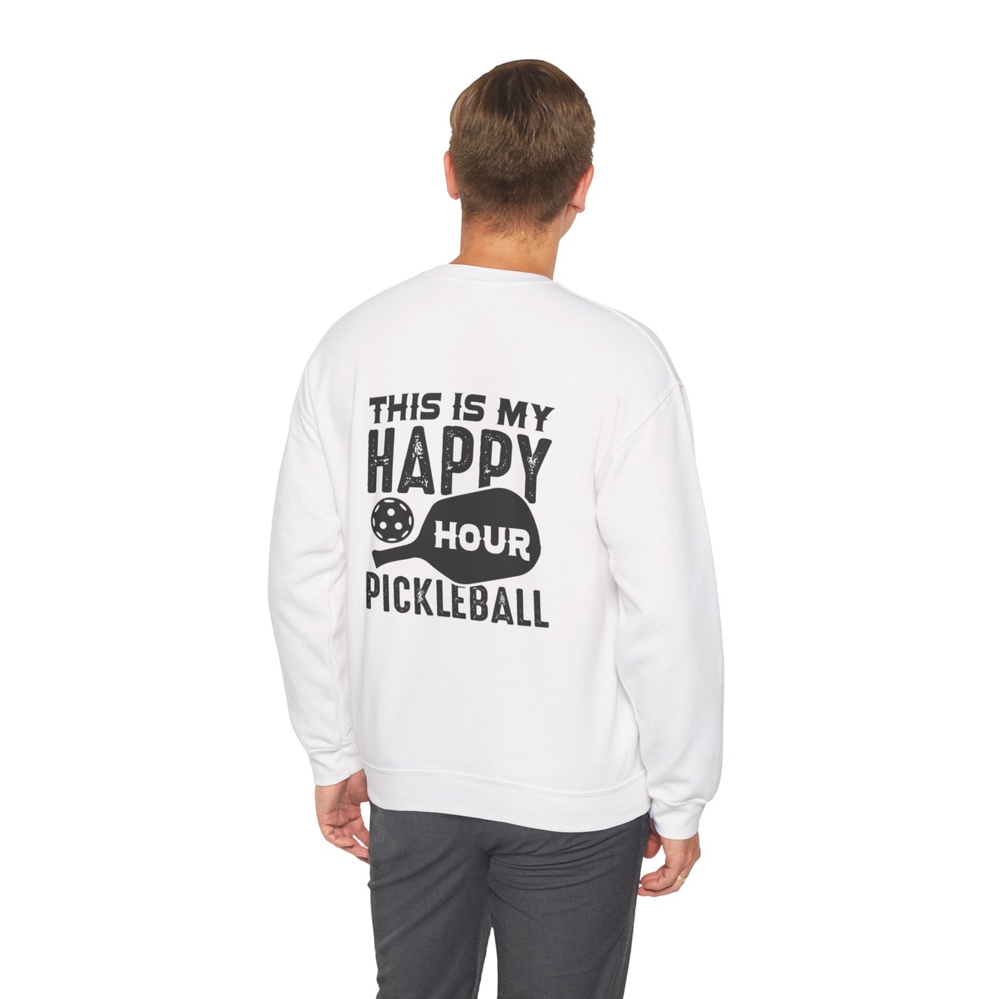 Men's Comfy Pickleball Sweatshirt - This Is My Happy Hour Pickleball