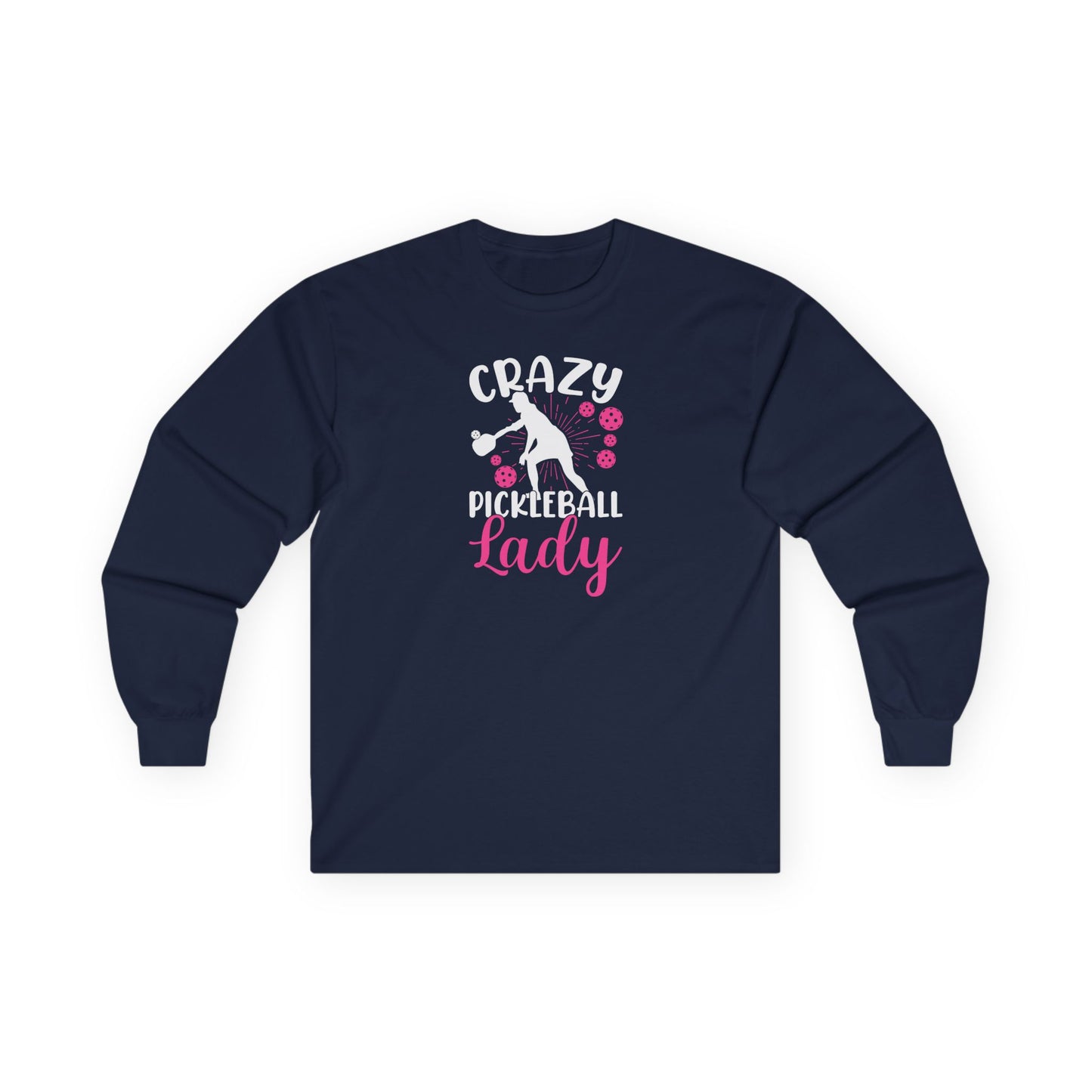 Women's Playful Pickleball Long Sleeves top - Crazy Pickleball Lady Navy