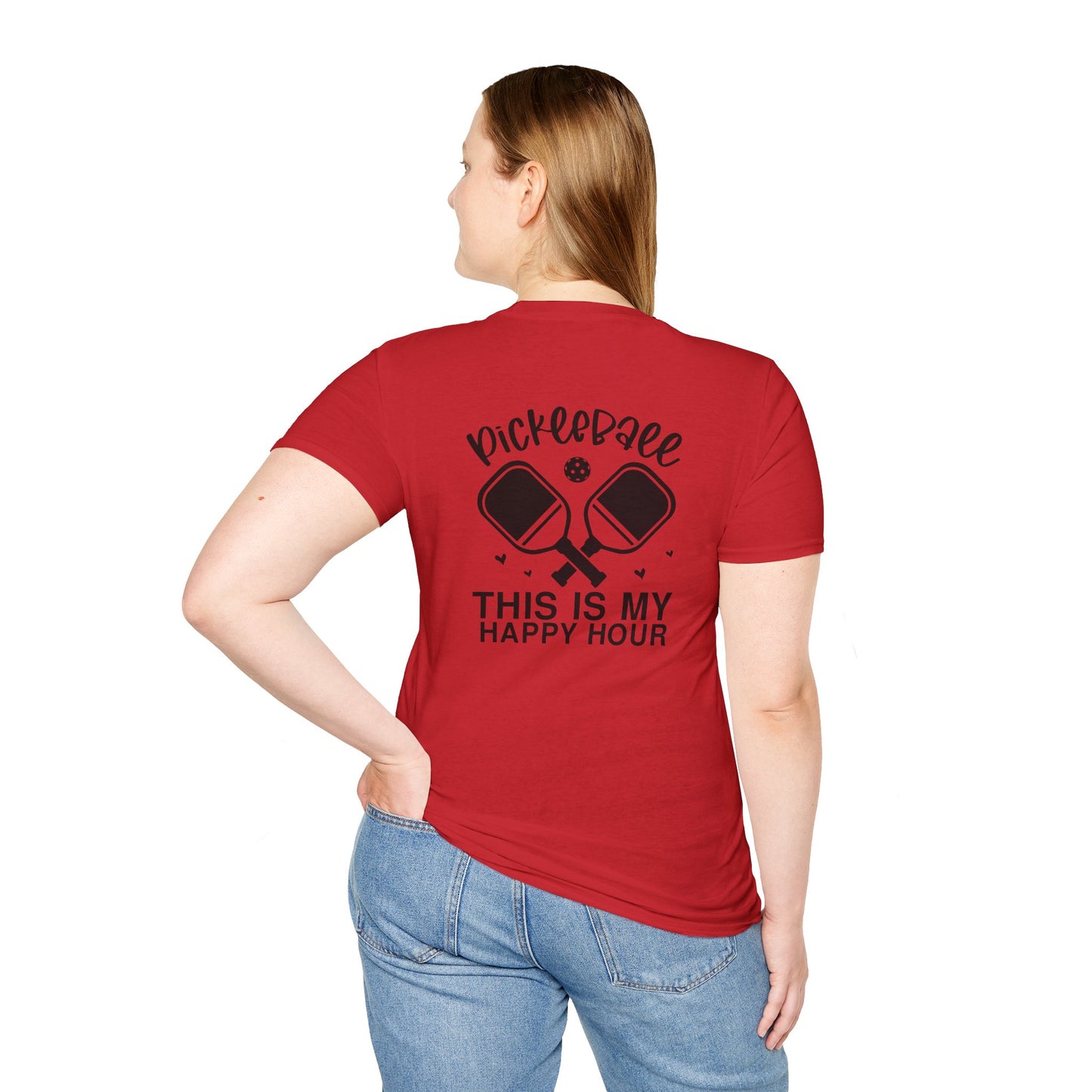 Women's Comfy Pickleball T-shirt - Pickleball This Is My Happy Hour