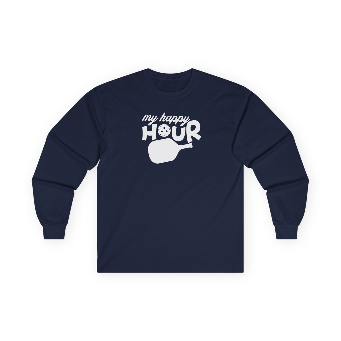 Men's Comfy Pickleball Long Sleeves top - My Happy Hour Navy