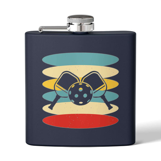 Pickleball Stylish Flask - Pickleball Retro Navy