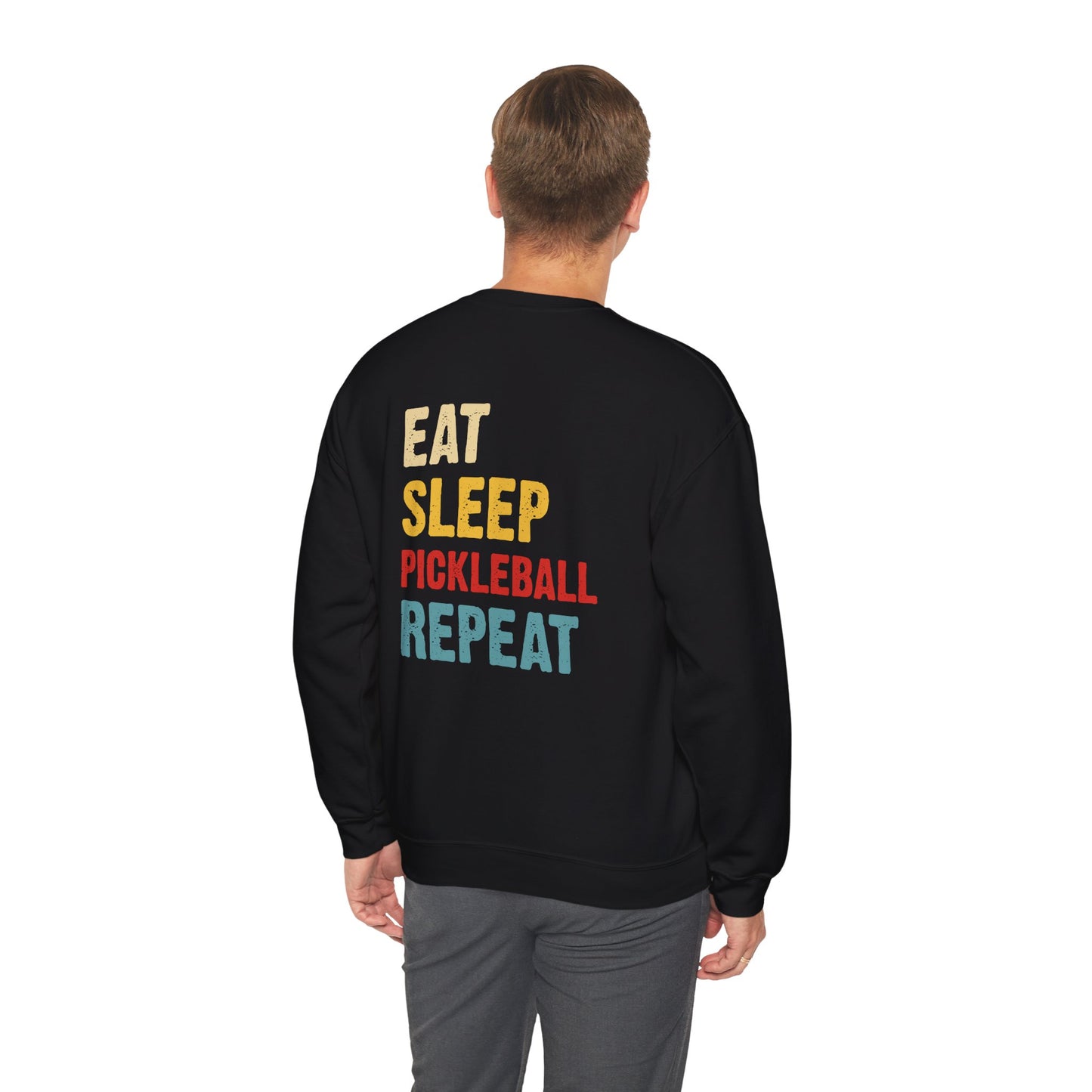 Men's Cool Pickleball Sweatshirt - Eat Sleep Pickleball Repeat Retro