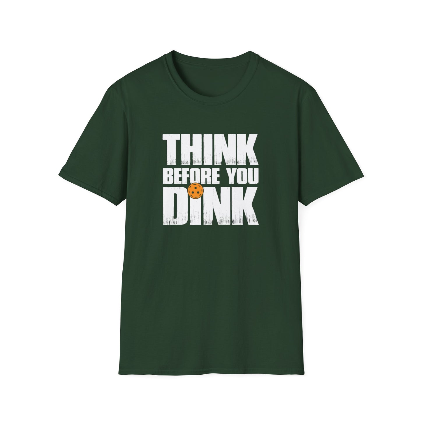 Men's Soft Pickleball T-shirt - Think Before You Dink Green