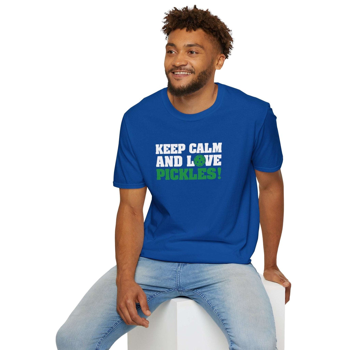 Men's Funny Pickleball T-shirt - Keep Calm and Love Pickles