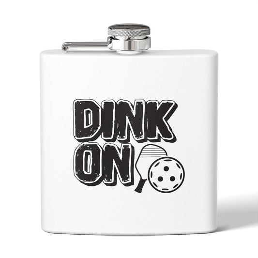 Pickleball Quirky Flask - Dink On White
