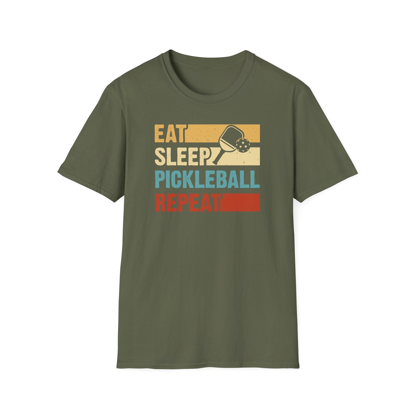 Women's Funny Pickleball T-Shirt - Eat Sleep Pickleball Repeat Retro Green