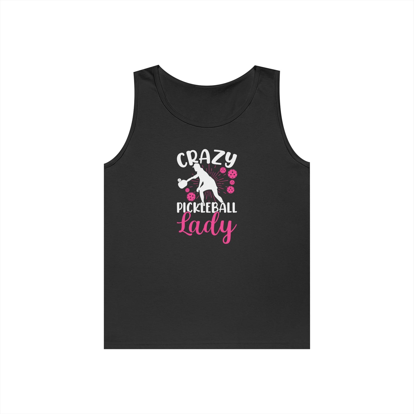 Women's Quirky Pickleball Tank Top - Crazy Pickleball Lady Black