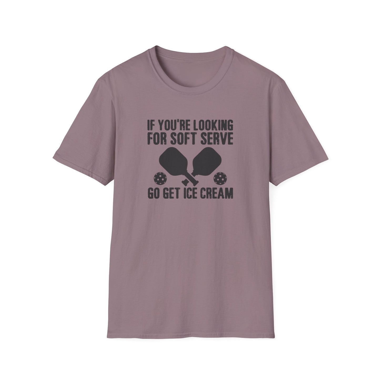Men's Witty Pickleball T-shirt - Looking for Soft Serve? Get Ice Cream Purple