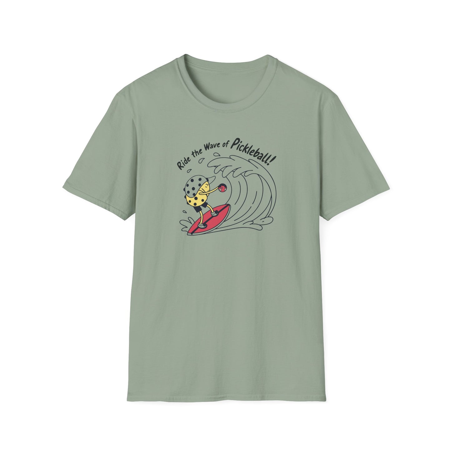 Men's Comfy Pickleball T-shirt - Ride the Wave of Pickleball Green