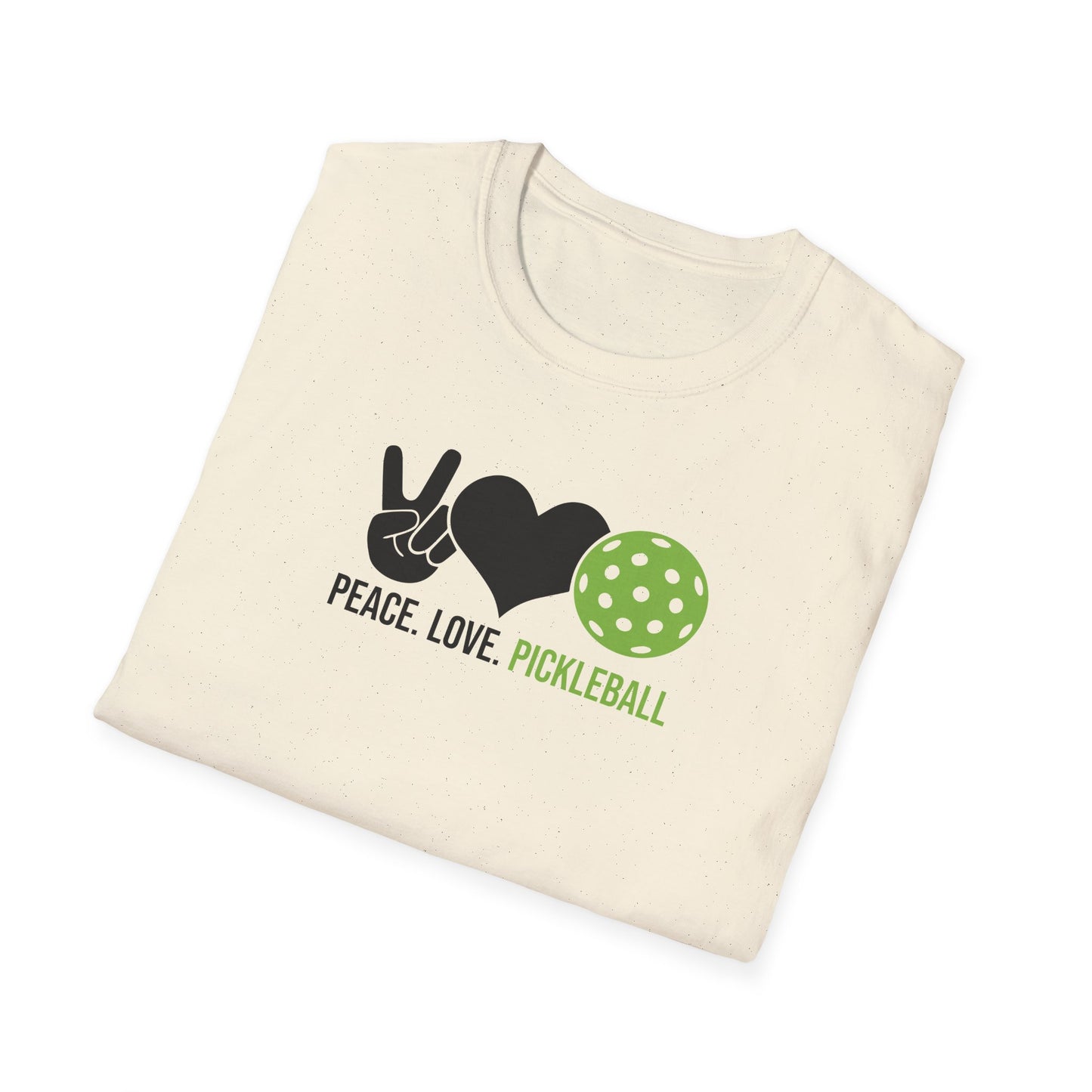 Women's Cheerful Pickleball T-shirt - Peace, Love, Pickleball