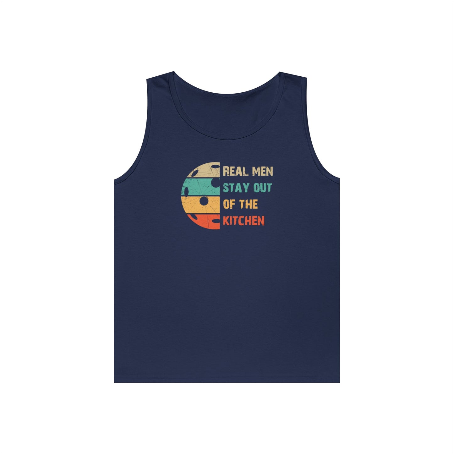 Men's Pickleball Tank Top - Real Men Stay Out of the Kitchen Retro Navy