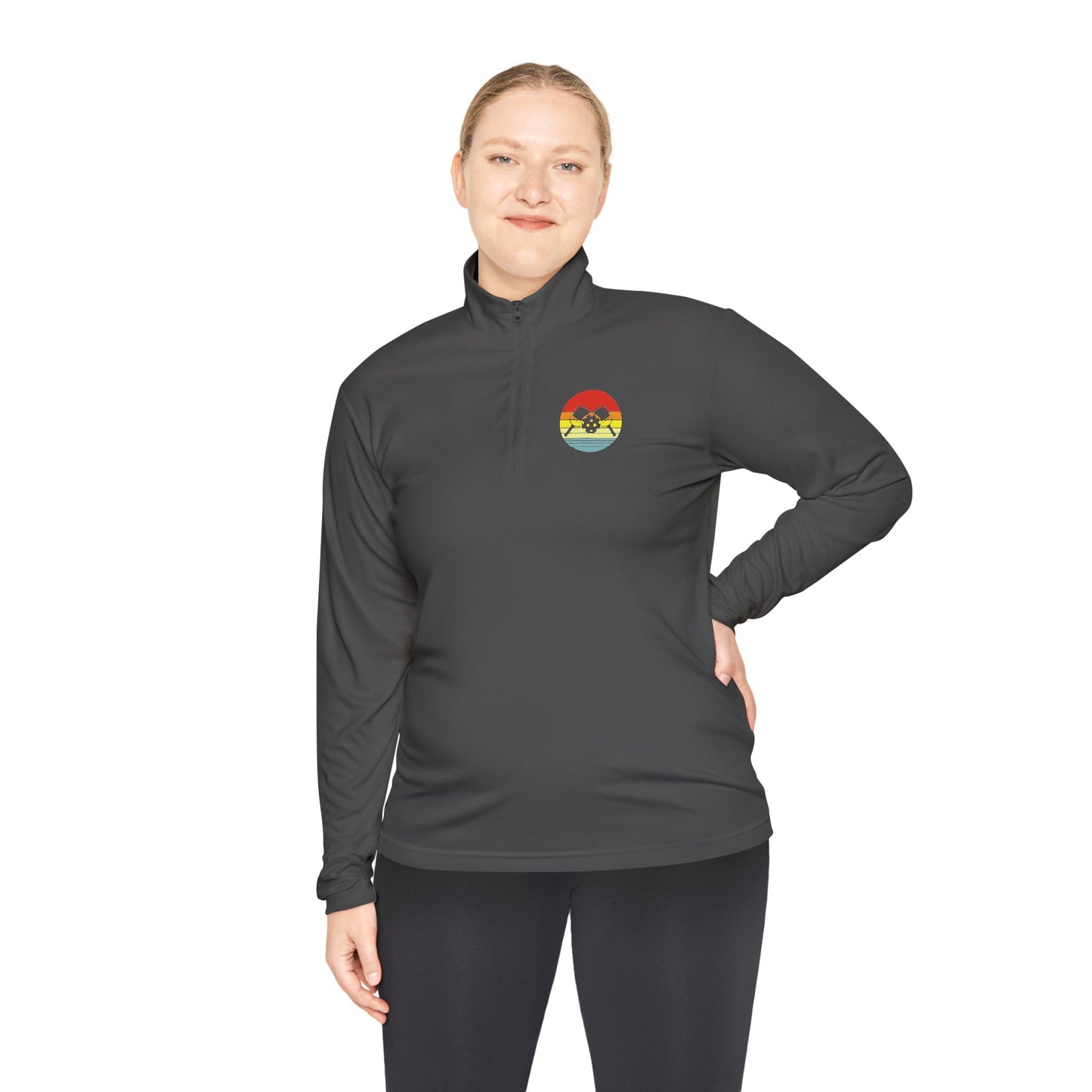 Women's Sporty Pickleball Pullover - Paddles Rainbow
