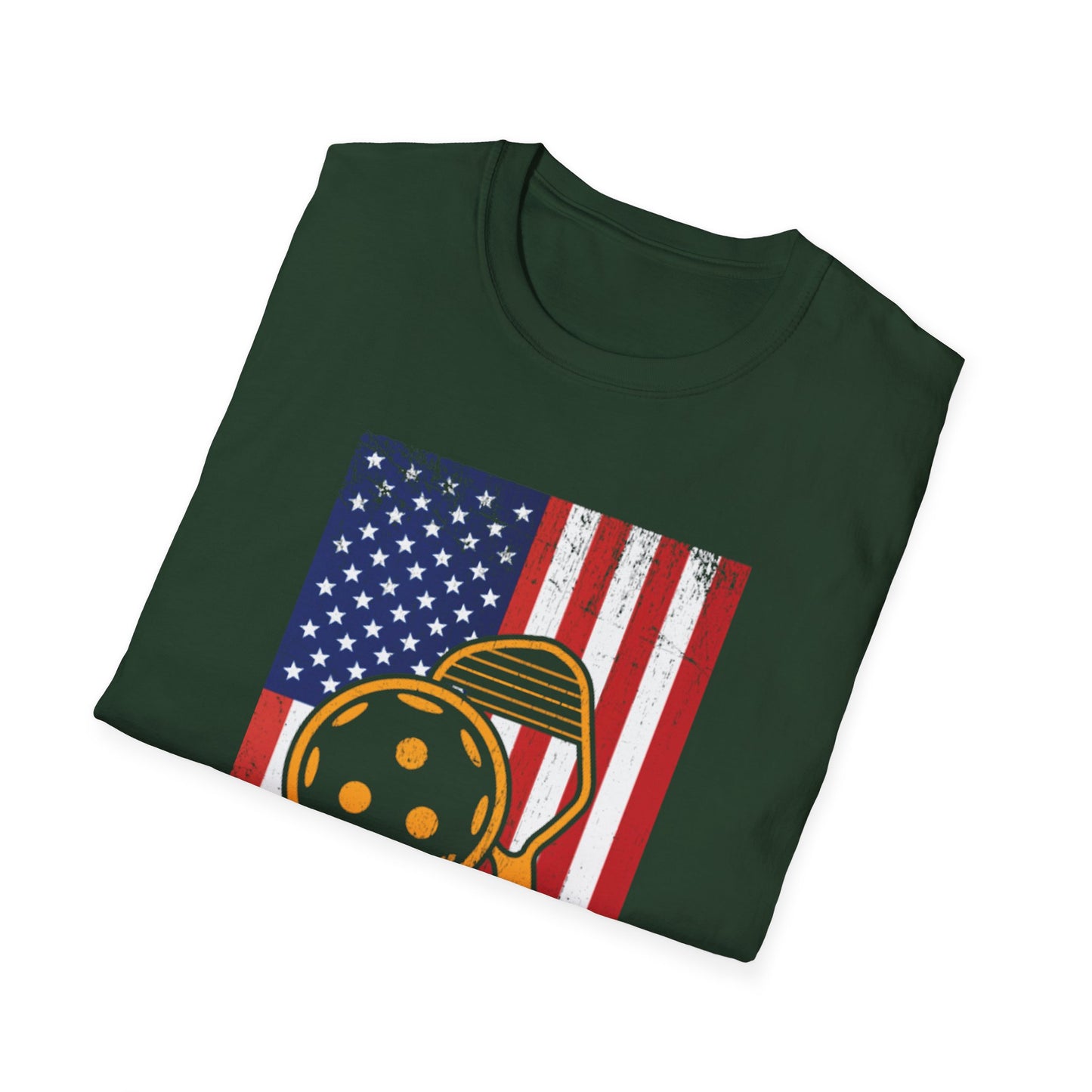 Women's Vibrant Pickleball T-shirt - Pickleball with American Flag