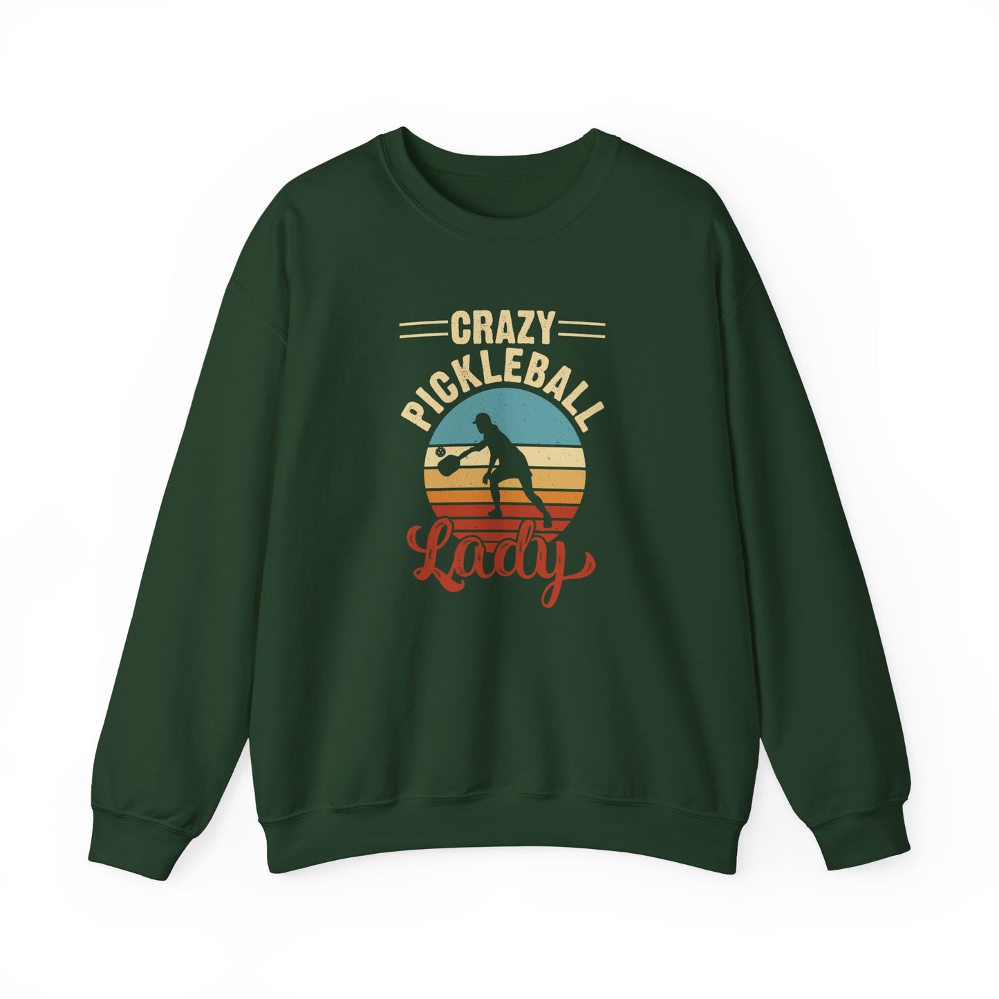 Women's Soft Pickleball Sweatshirt - Crazy Pickleball Lady Green