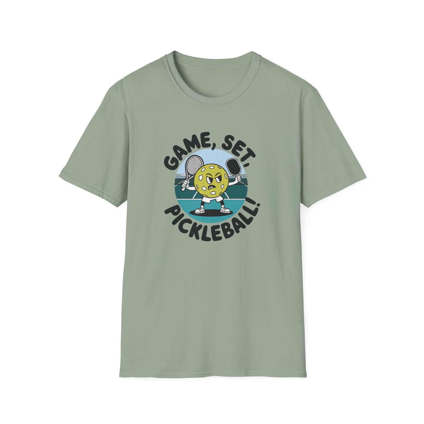 Men's Soft Pickleball T-shirt - Game, Set, Pickleball Green