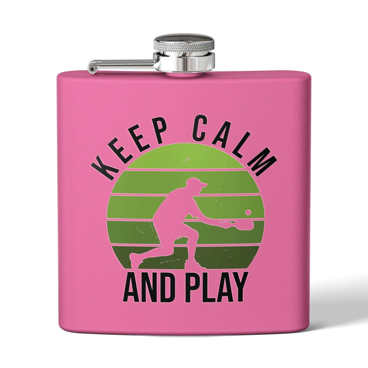 Pickleball Funny Flask - Keep Calm and Play Pink