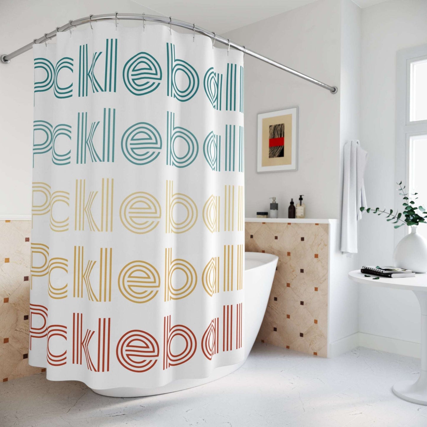 Pickleball Stylish Shower Curtain - Pickleball Repeat