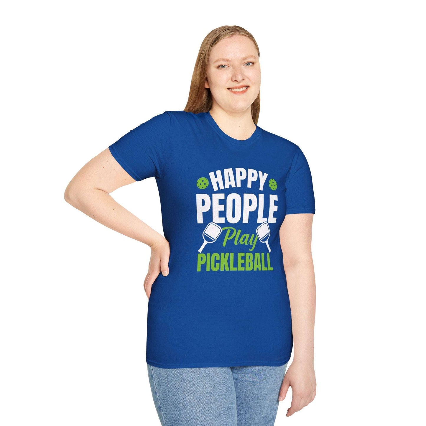 Women's Soft Pickleball T-shirt - Happy People Play Pickleball