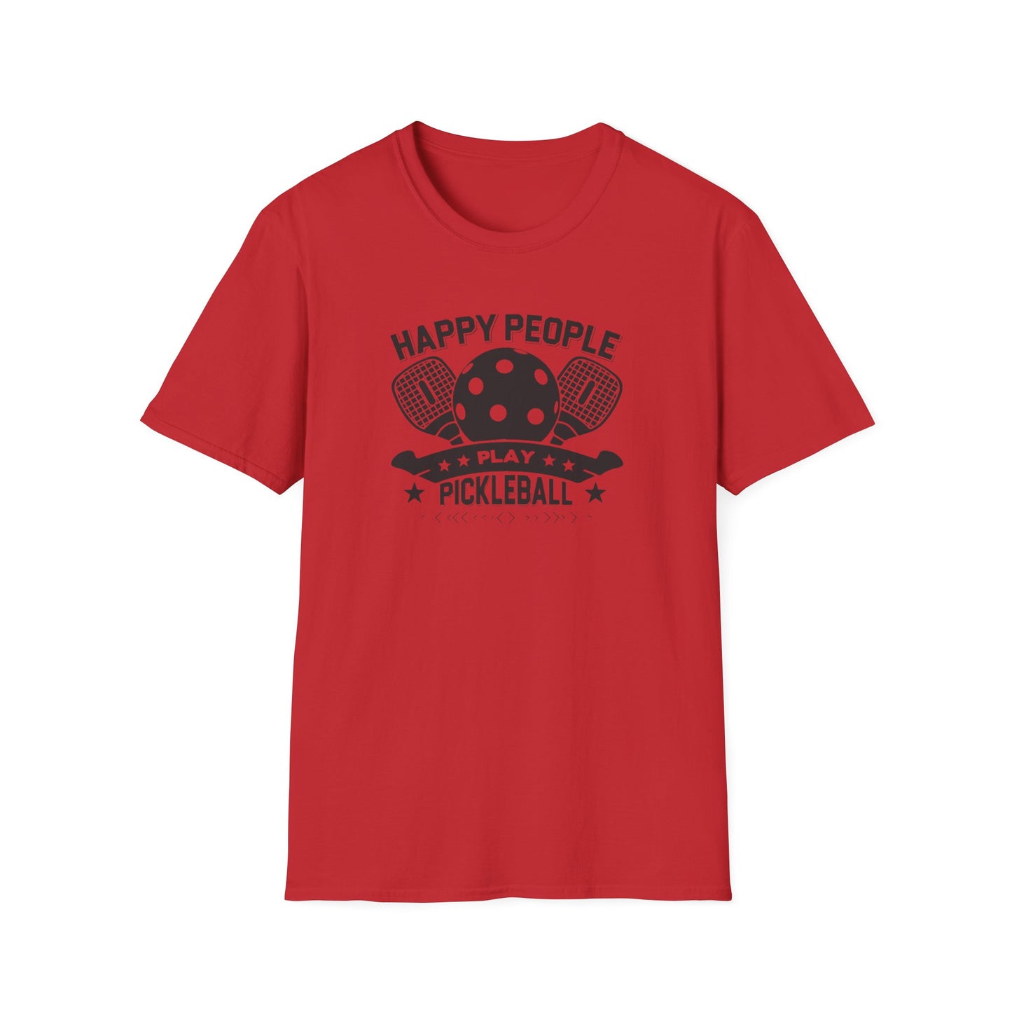 Men's Quirky Pickleball T-shirt - Happy People Play Pickleball Red