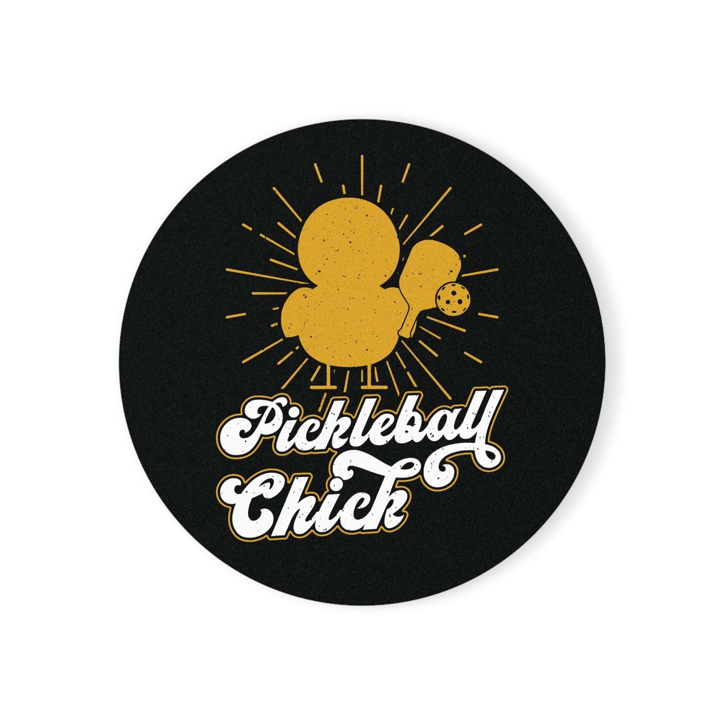 Pickleball Funny Cork Coaster - Pickleball Chick Black