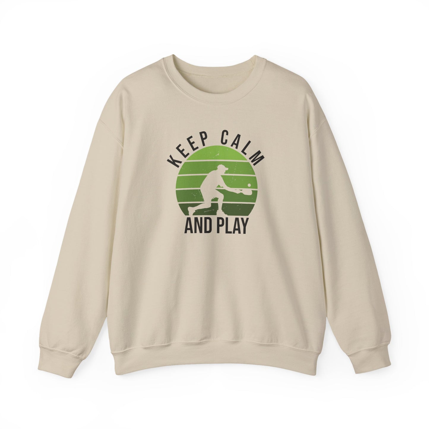 Men's Durable Pickleball Sweatshirt - Keep Calm and Play Beige