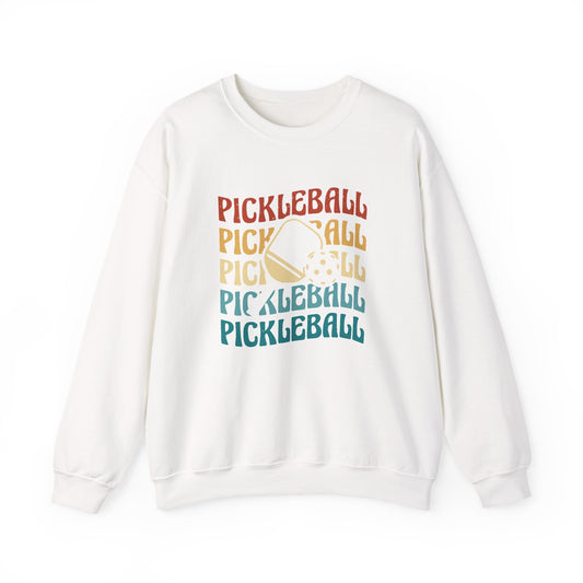 Men's Playful Pickleball Sweatshirt - Pickleball Wave White