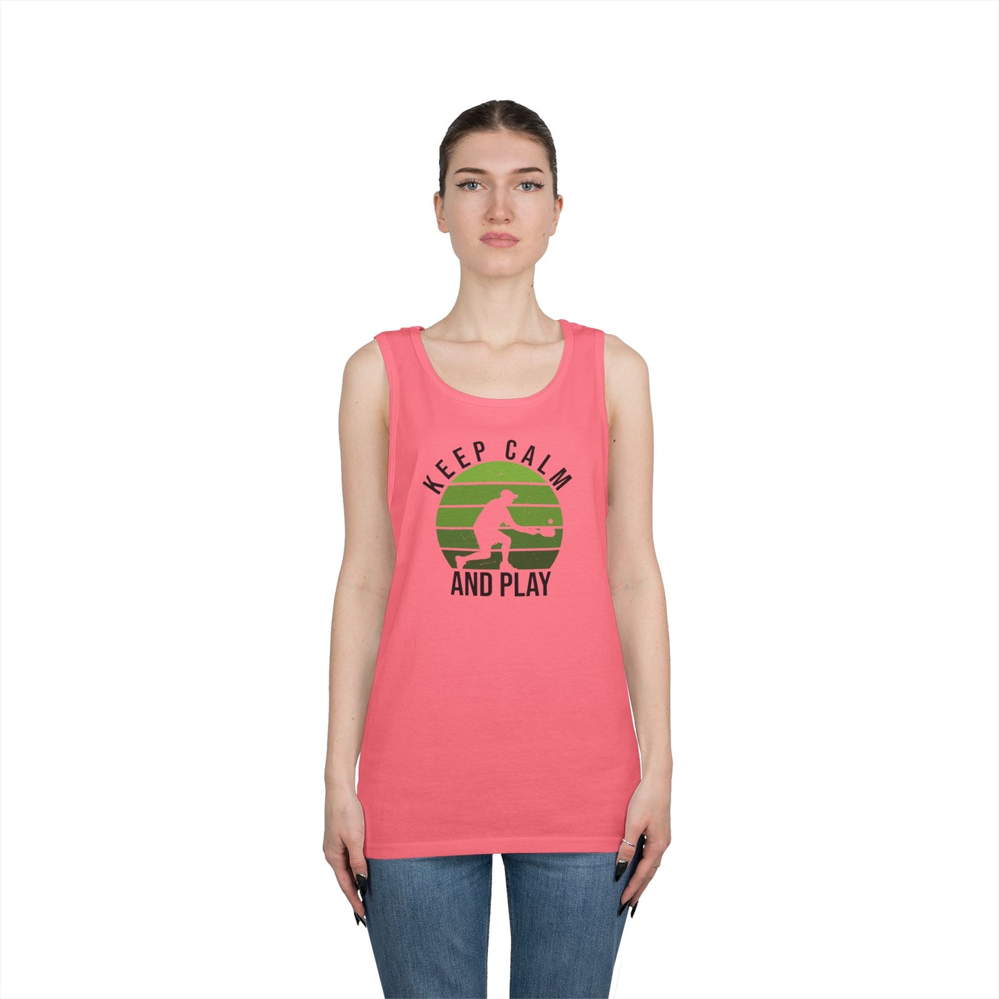 Women's Stylish Pickleball Tank Top - Keep Calm and Play