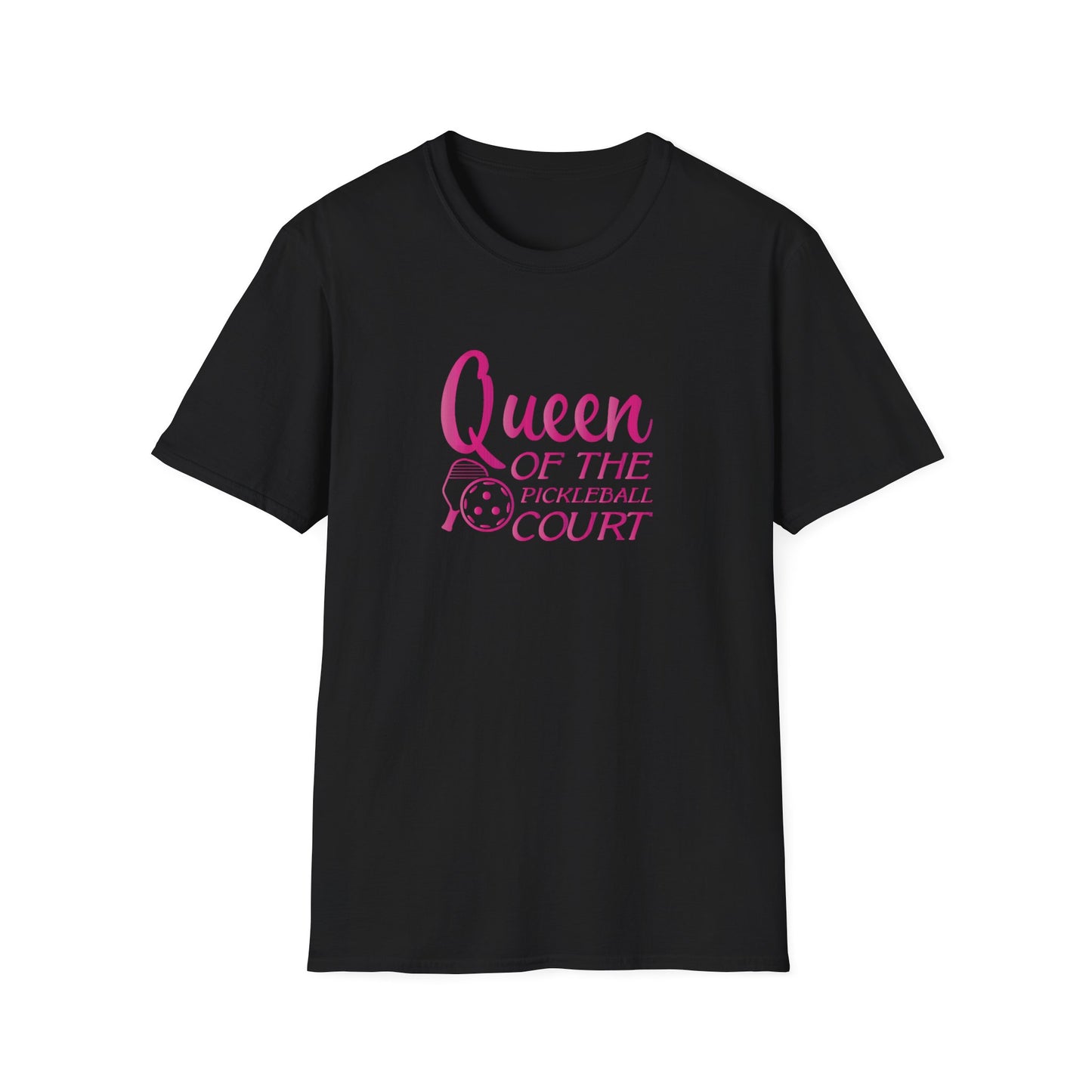 Women's Stylish Pickleball T-shirt - Queen of the Pickleball Court Black