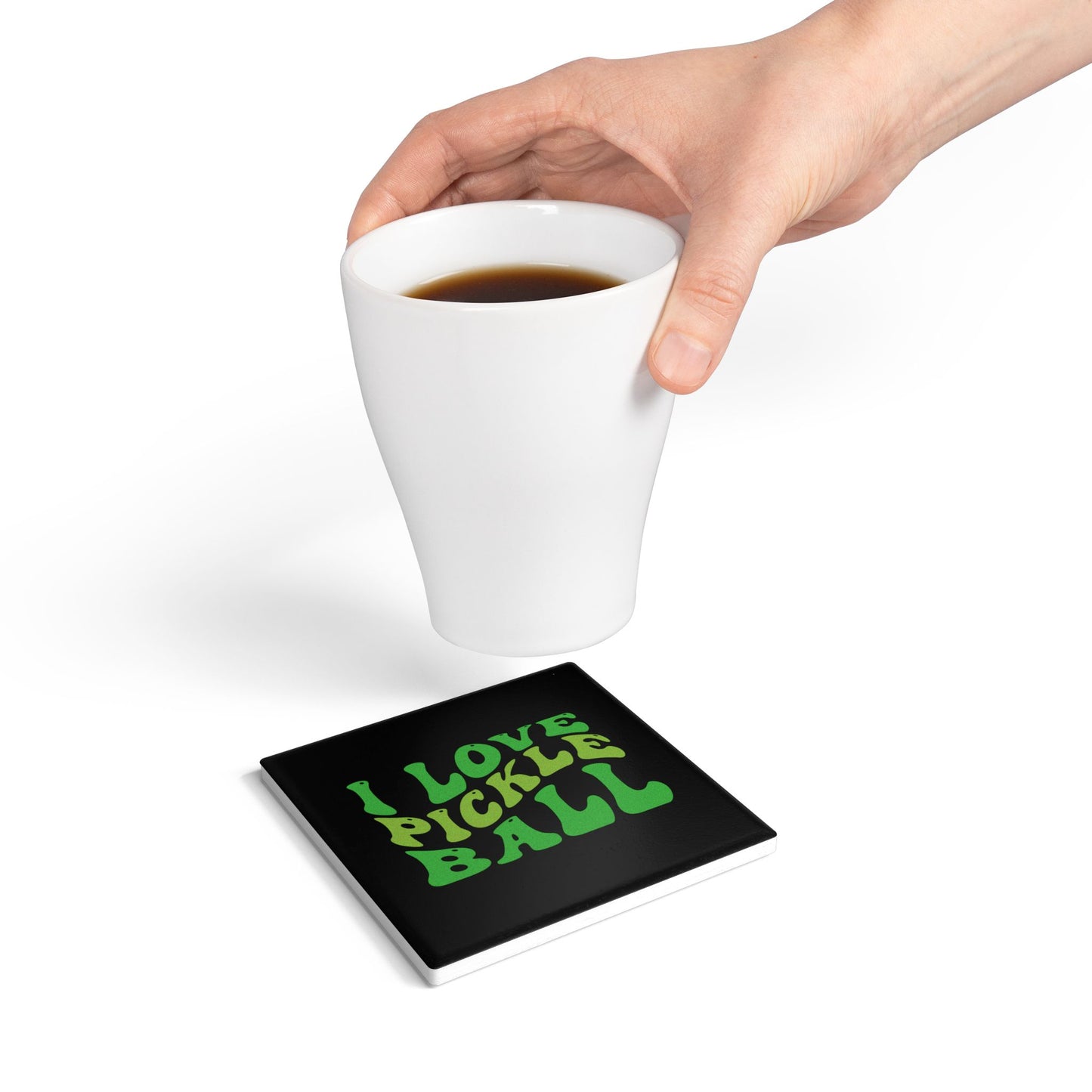 Pickleball Playful Ceramic Coaster - I Love Pickleball