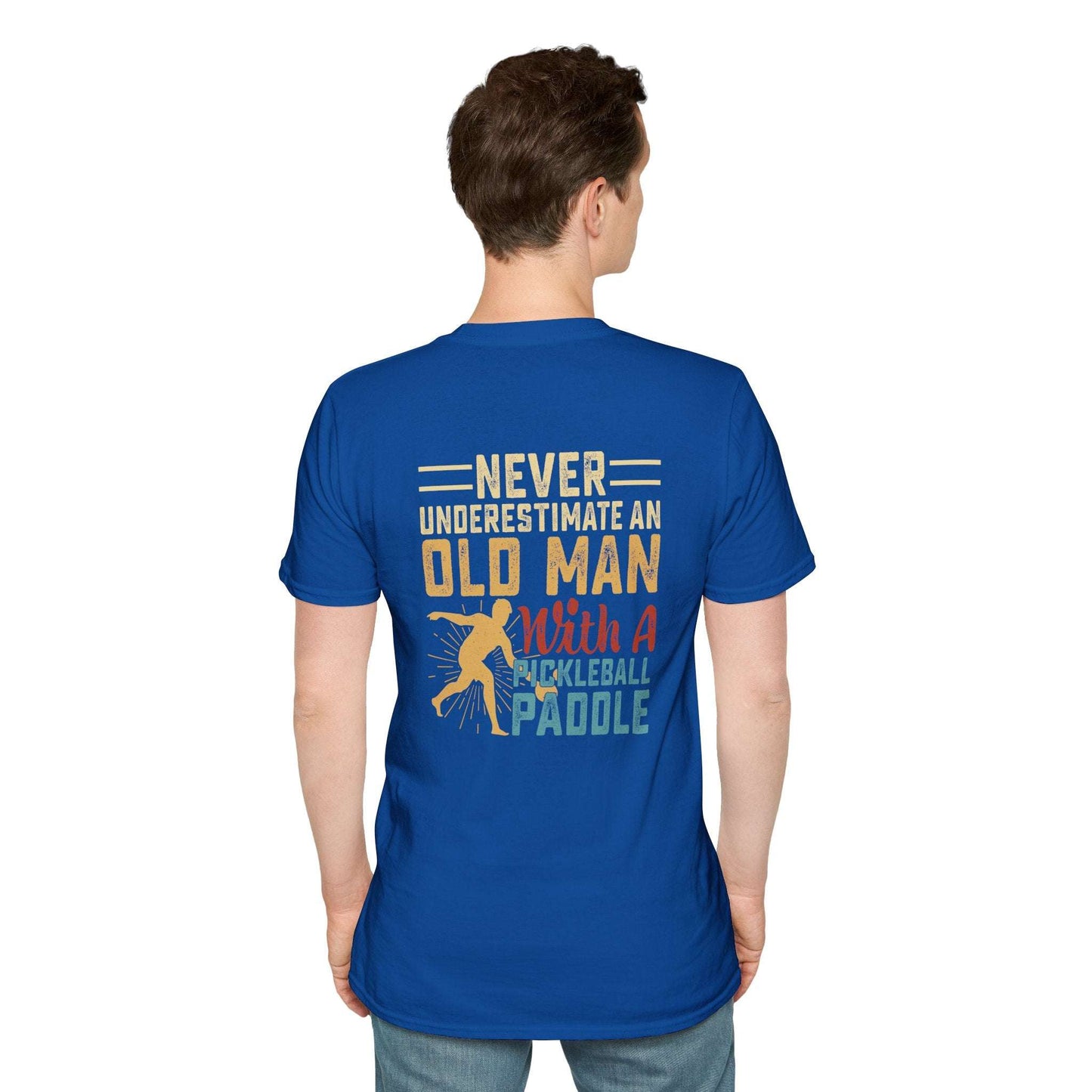Men's Funny Pickleball T-shirt - Never Underestimate an Old Man