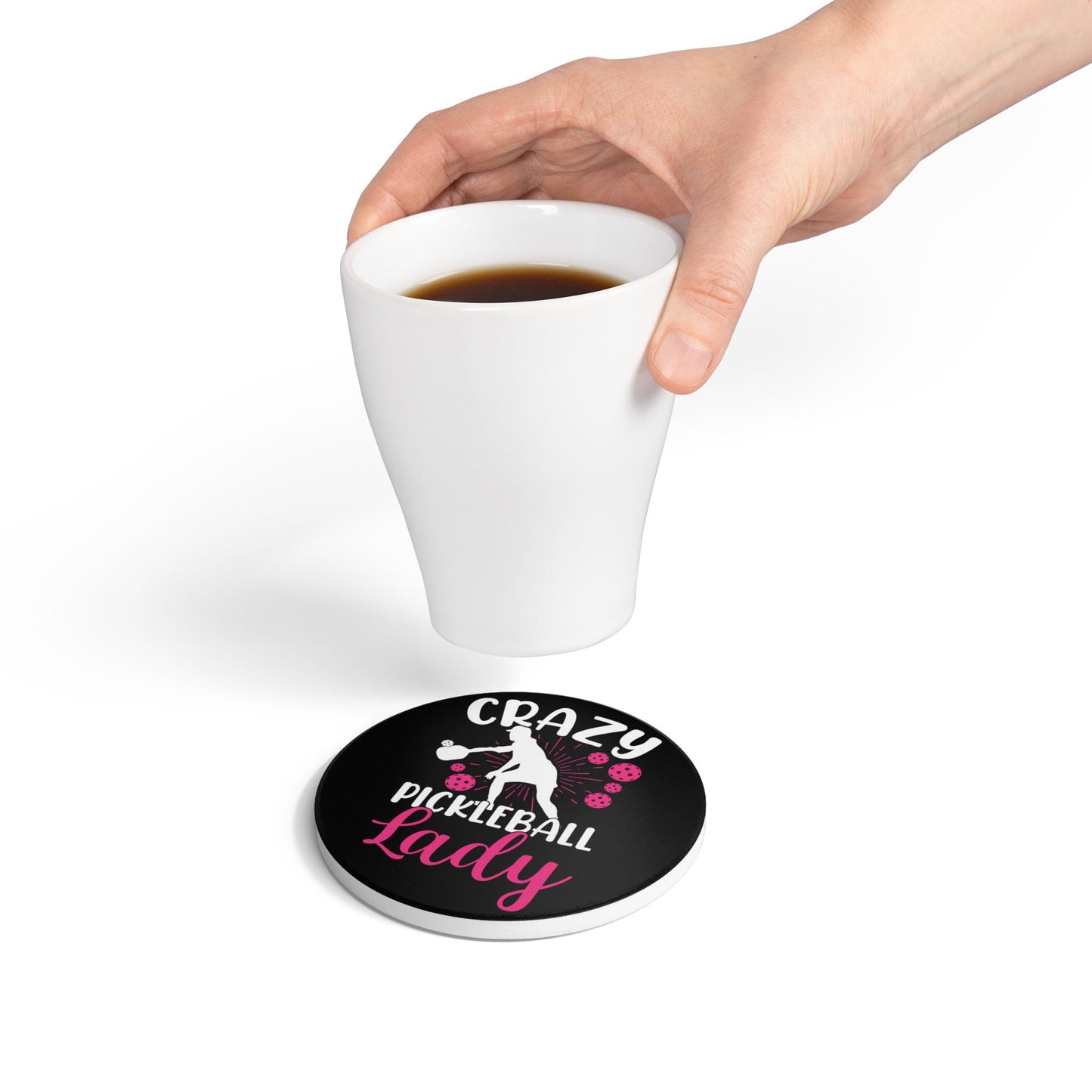 Pickleball Quirky Ceramic Coaster - Crazy Pickleball Lady