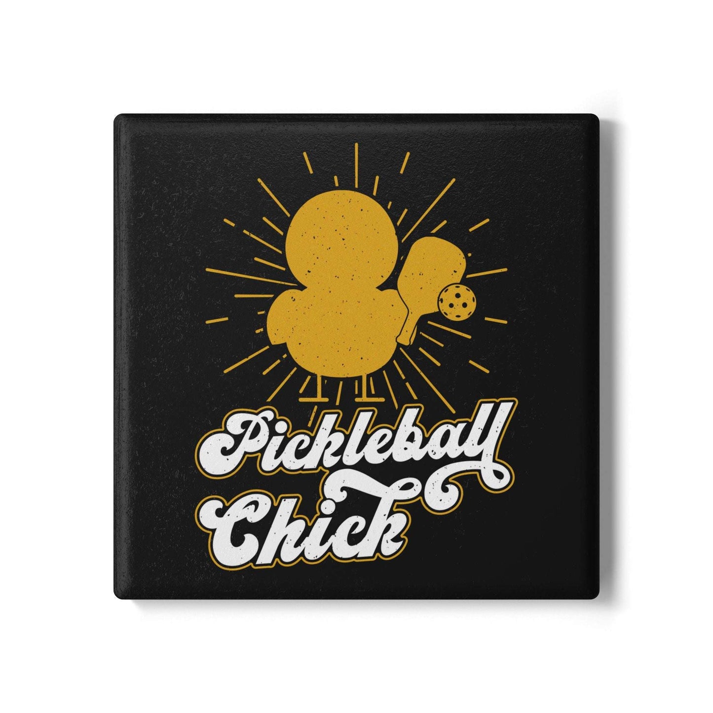 Pickleball Funny Ceramic Coaster - Pickleball Chick Black