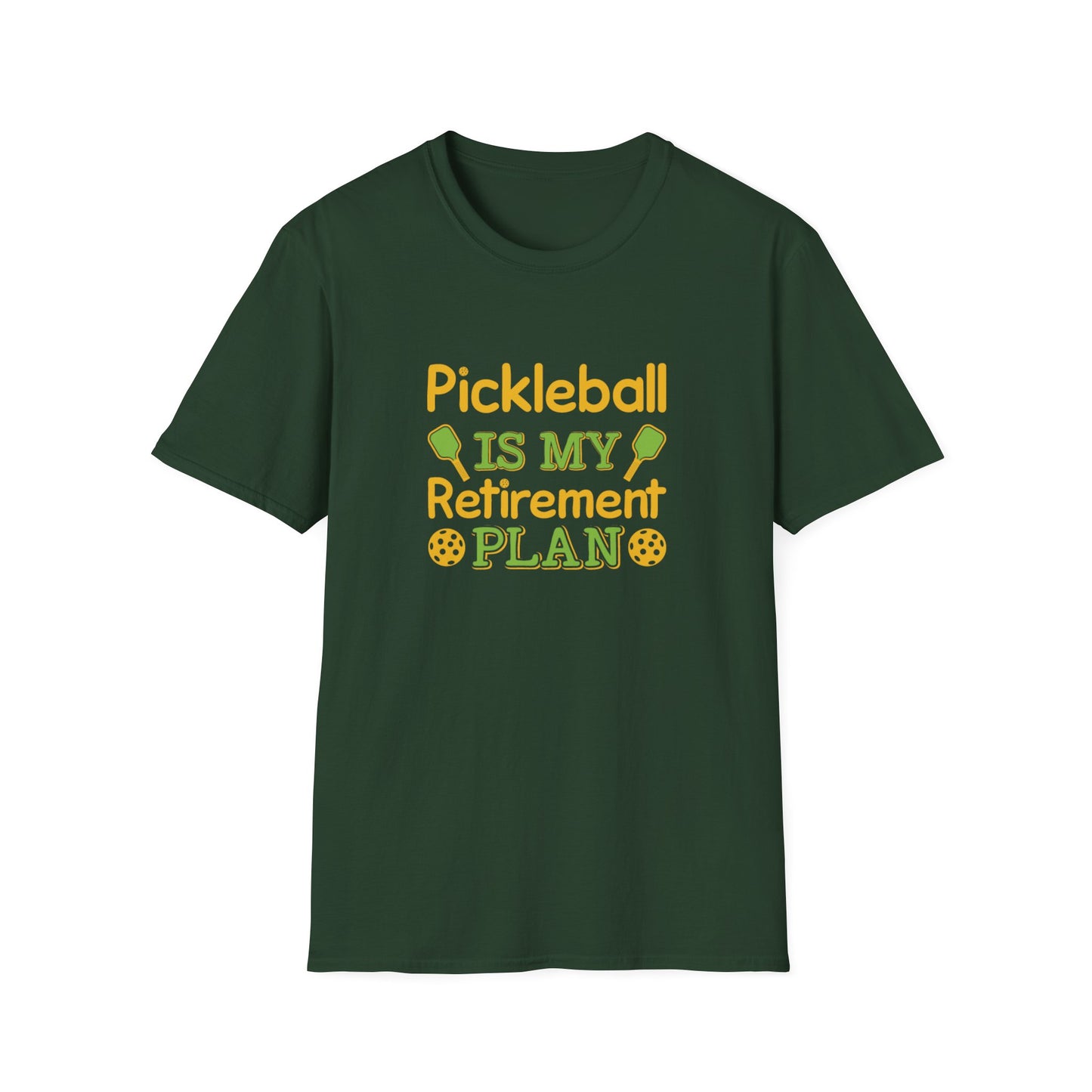 Men's Quirky Pickleball T-shirt - Pickleball Is My Retirement Plan Green