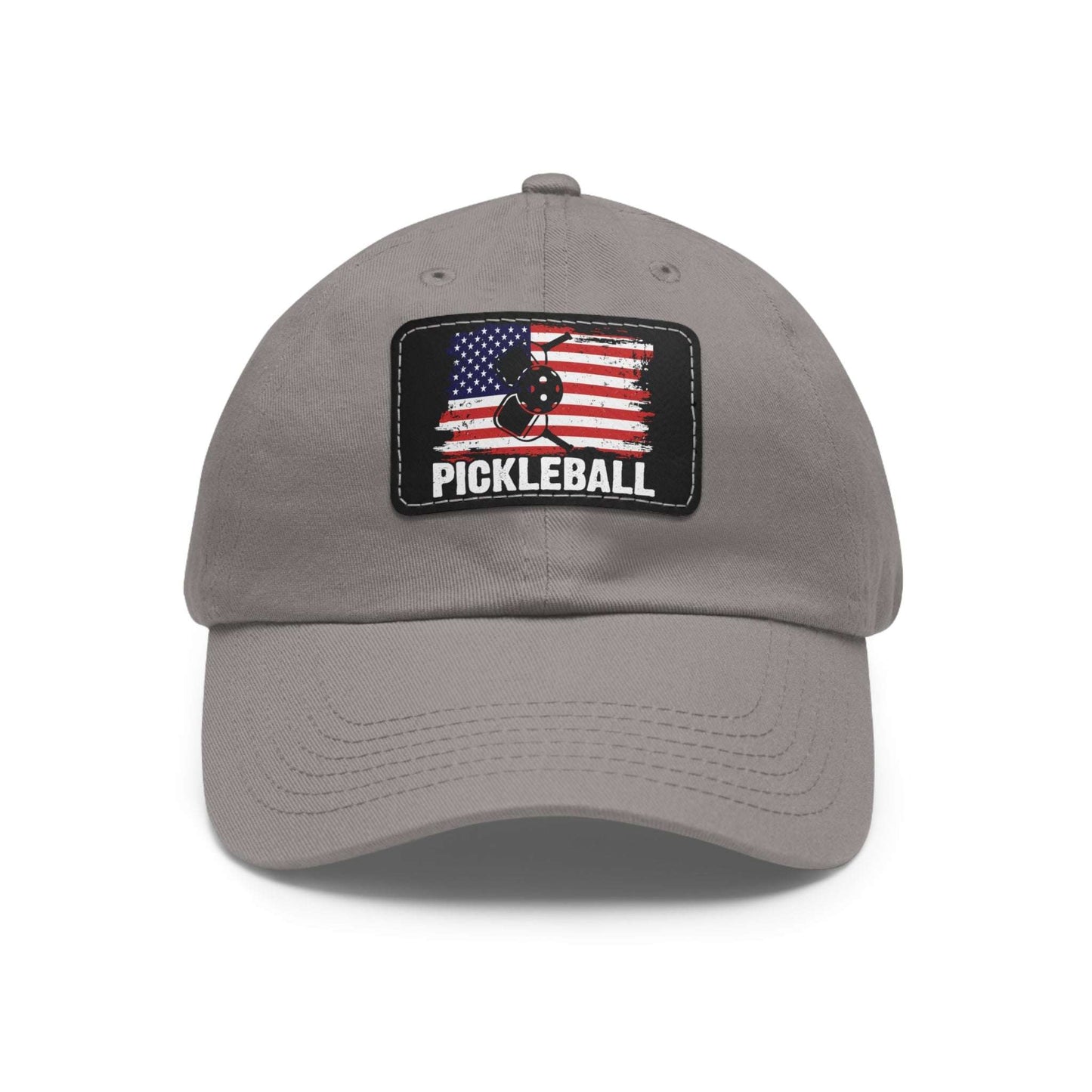 Pickleball Unique Cap - Pickleball with American Flag Grey
