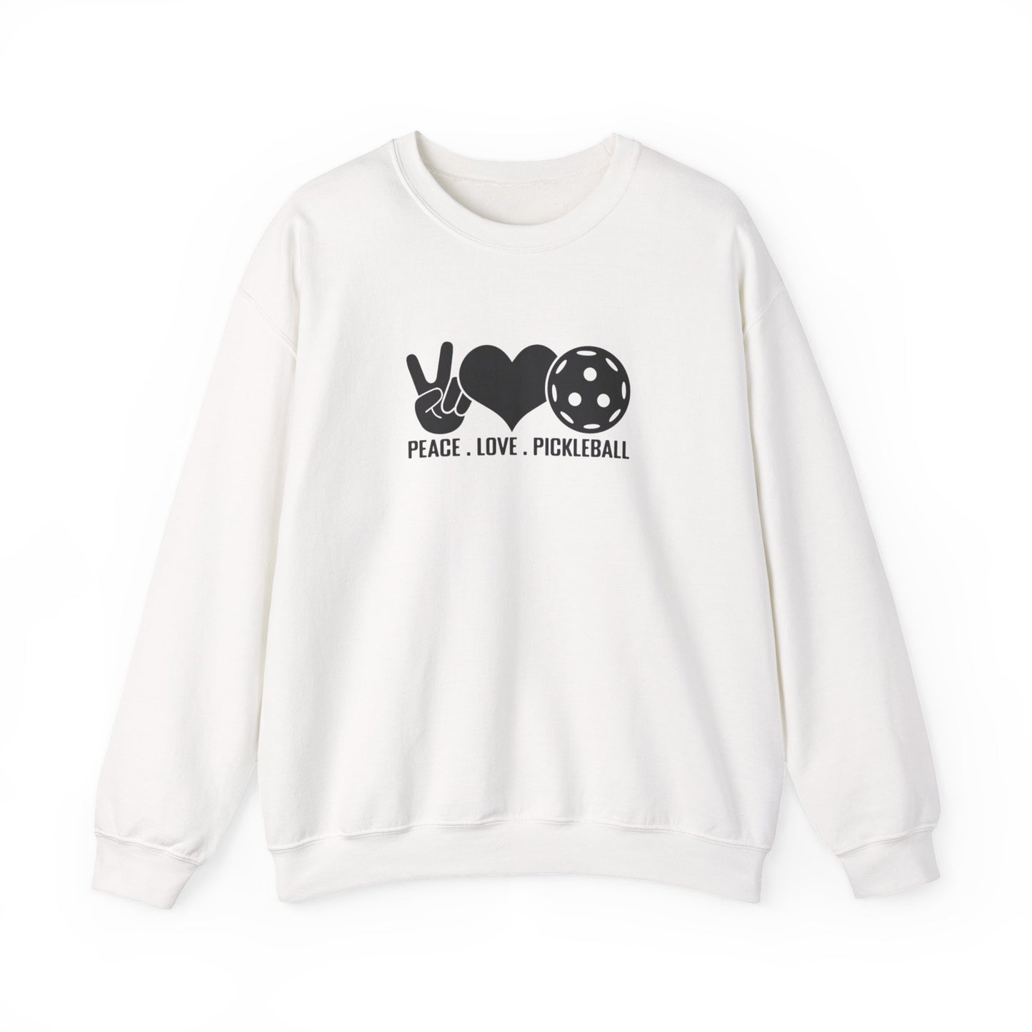Men's Comfy Pickleball Sweatshirt - Peace, Love, Pickleball White