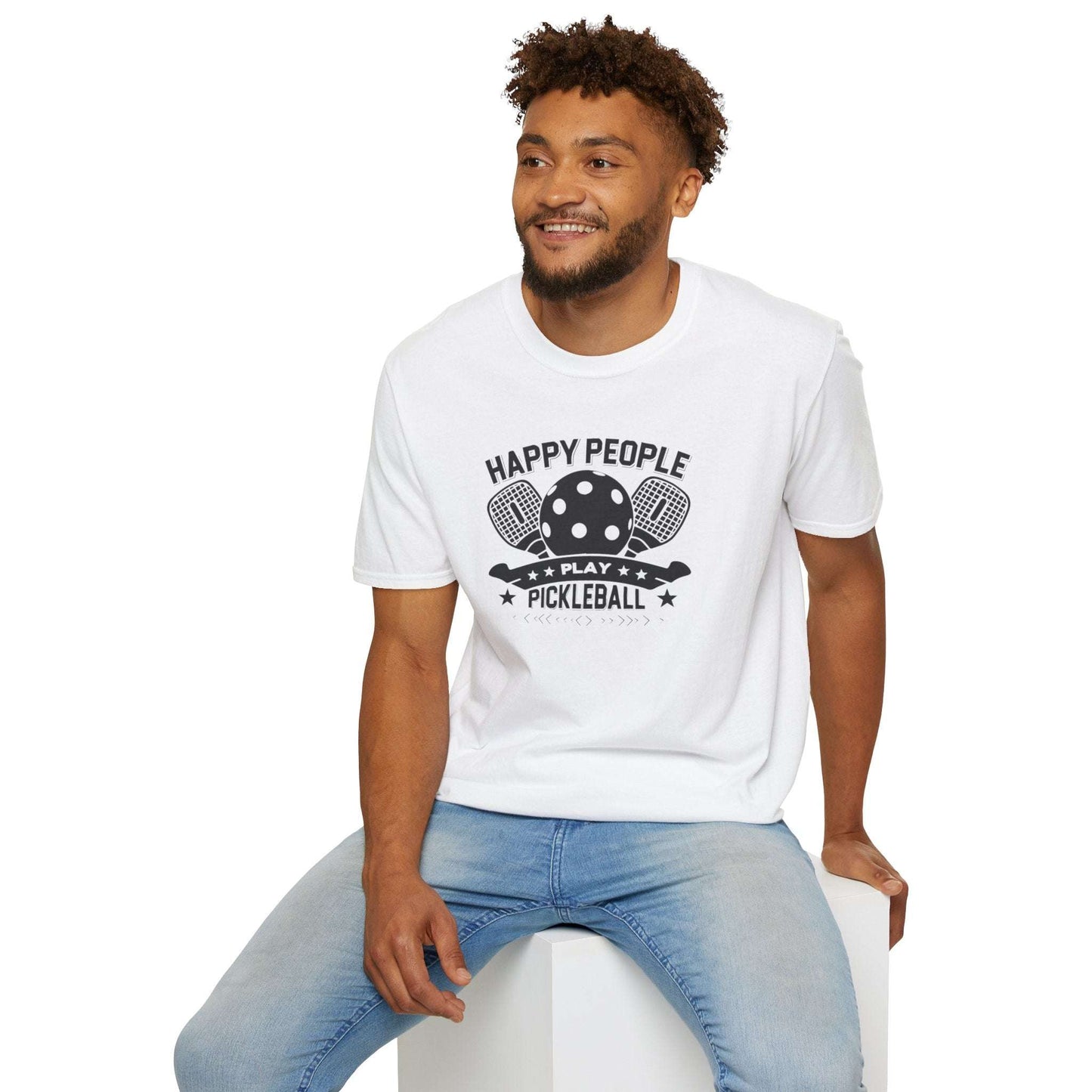 Men's Quirky Pickleball T-shirt - Happy People Play Pickleball