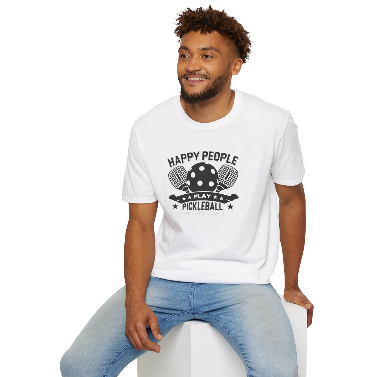 Men's Quirky Pickleball T-shirt - Happy People Play Pickleball