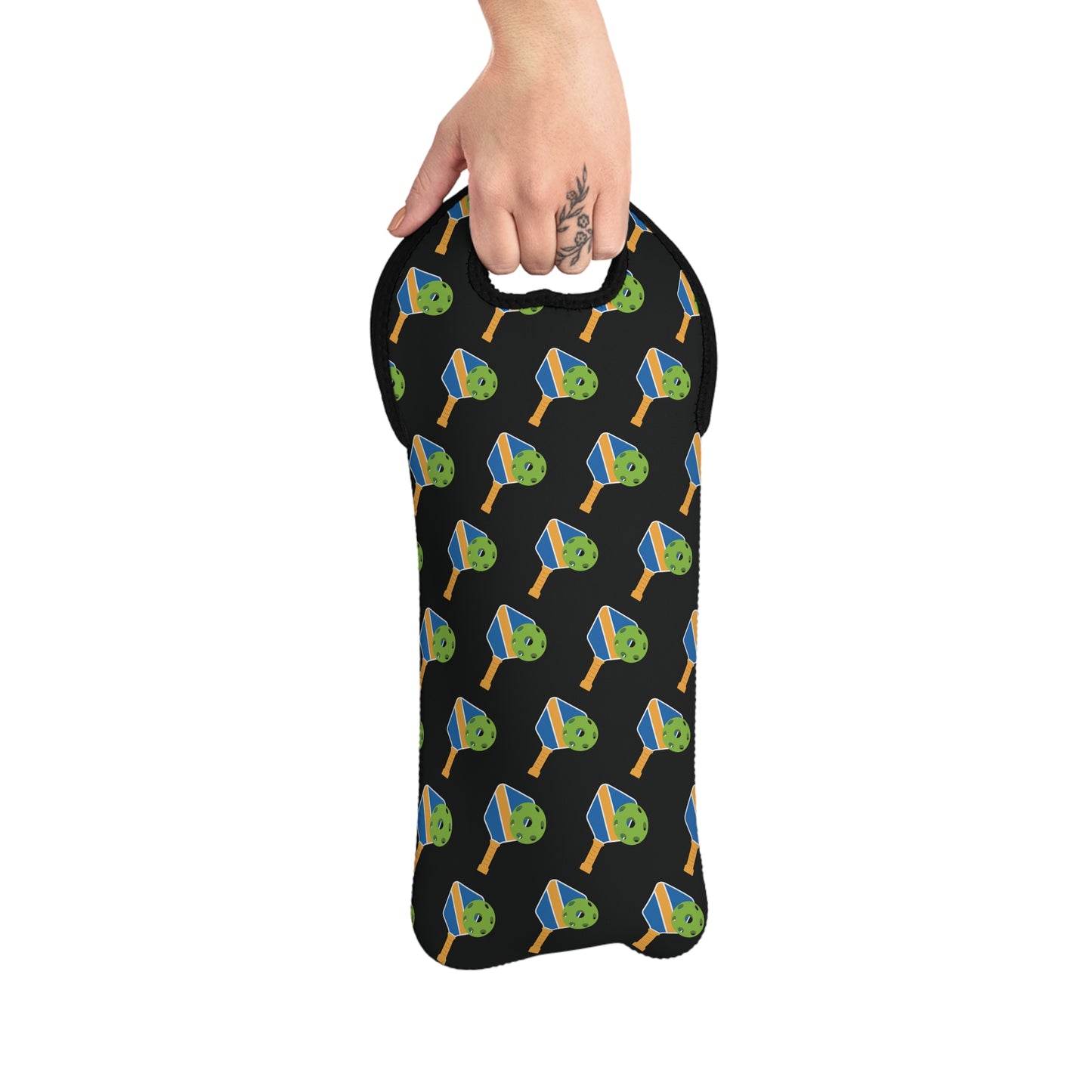 Pickleball Energetic Wine Tote Bag - Paddle and Ball