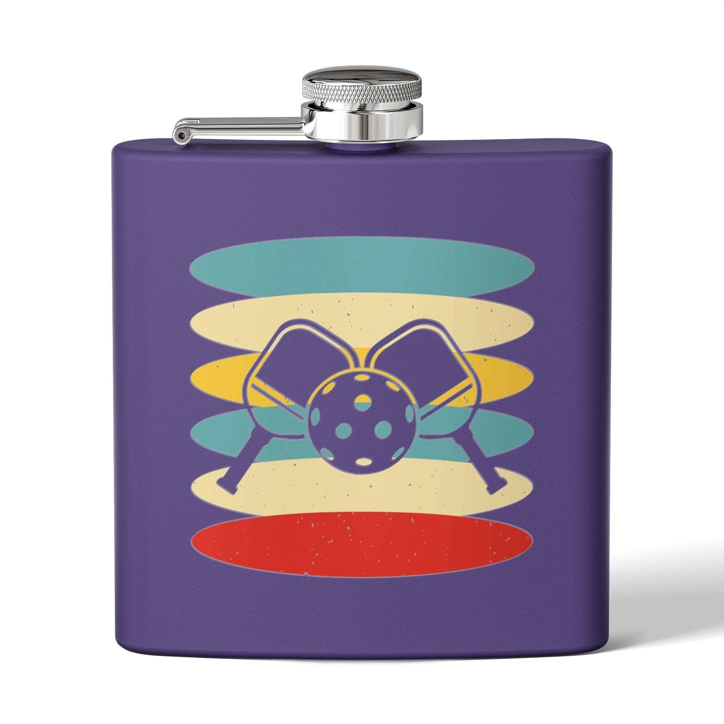 Pickleball Stylish Flask - Pickleball Retro Purple