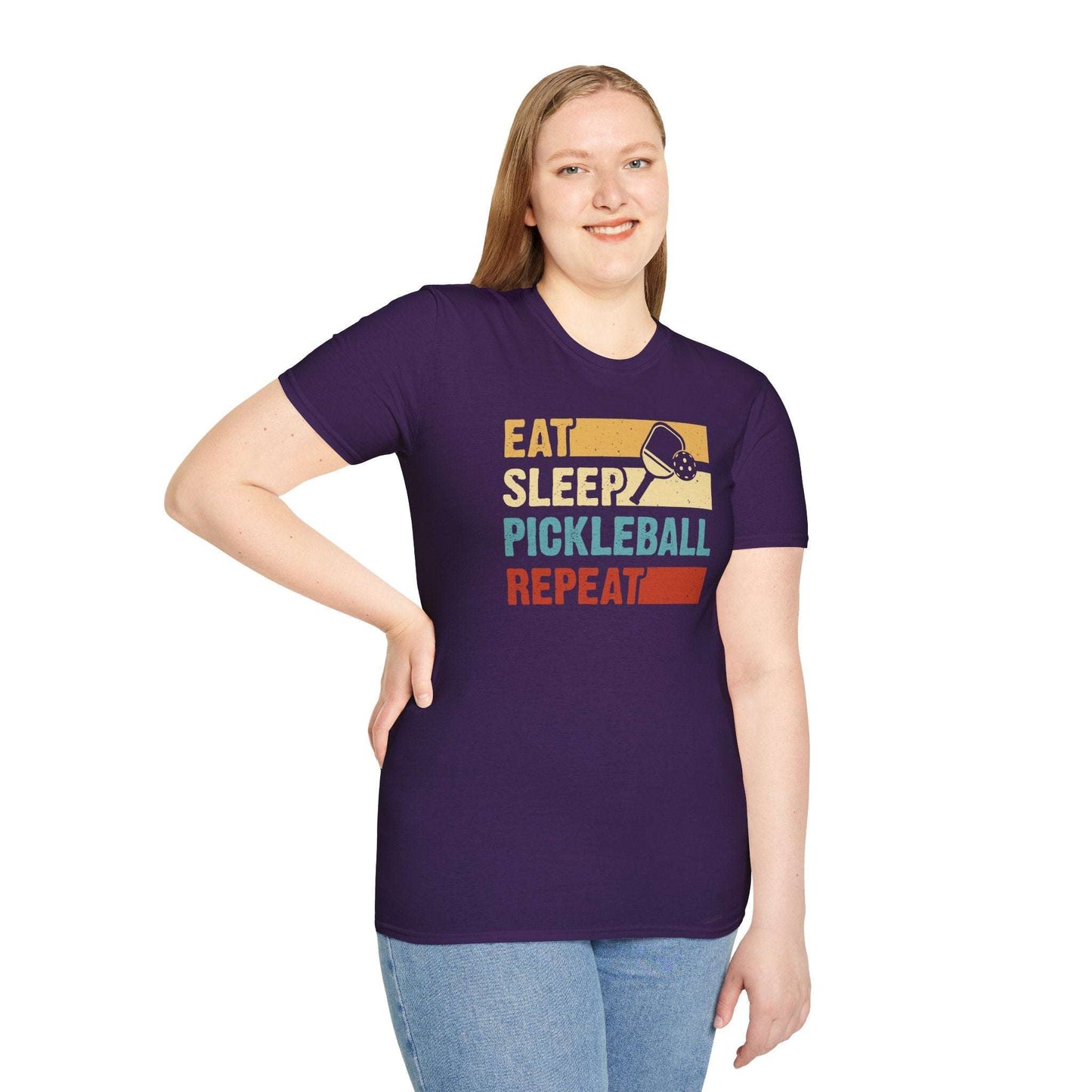 Women's Funny Pickleball T-Shirt - Eat Sleep Pickleball Repeat Retro
