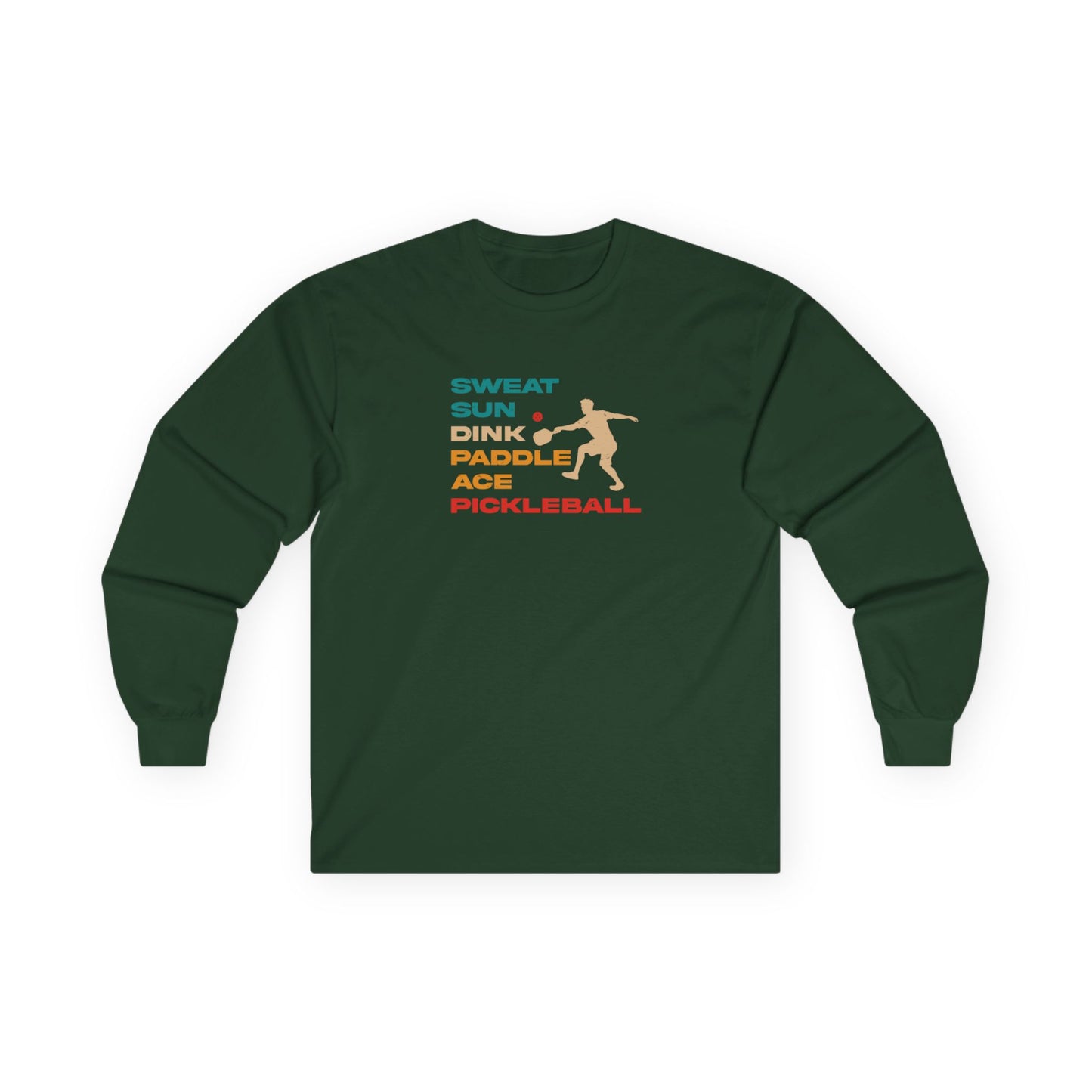 Men's Bold Pickleball Long Sleeves top - Sweat. Sun. Dink. Green
